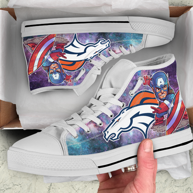 Captain America Hight Top Shoe White Broncos