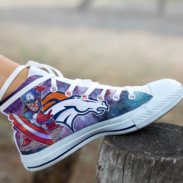 Captain America Hight Top Shoe White Broncos