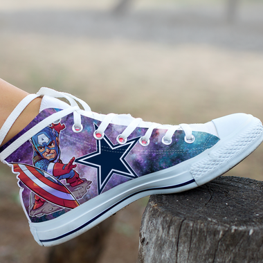 Captain America  Hight Top Shoe White Dallas Cowboys