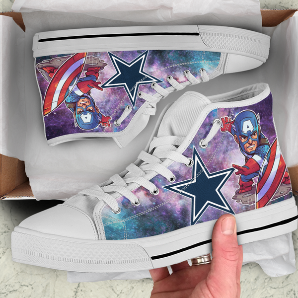 Captain America  Hight Top Shoe White Dallas Cowboys