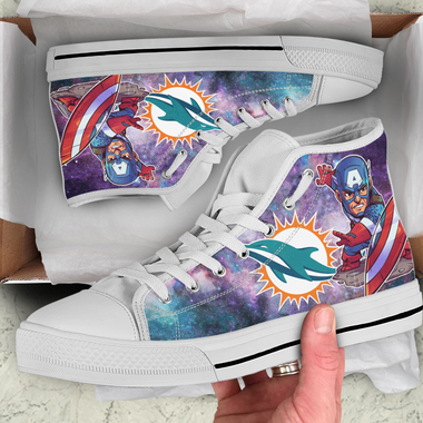 Captain America Hight Top Shoe White Miami Dolphins