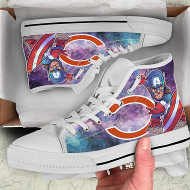 Captain America Hight Top Shoe White Chicago Bears