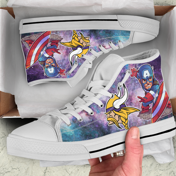 Captain America Hight Top Shoe White Minnesota Vikings
