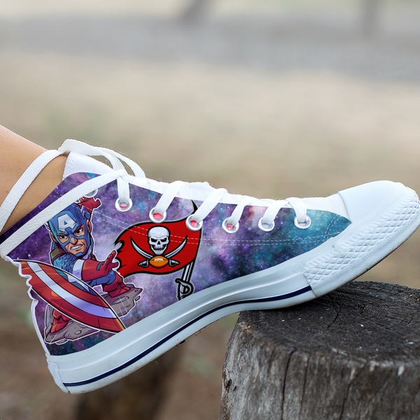 Captain America  Hight Top Shoe White Tampa Bay Buccaneers