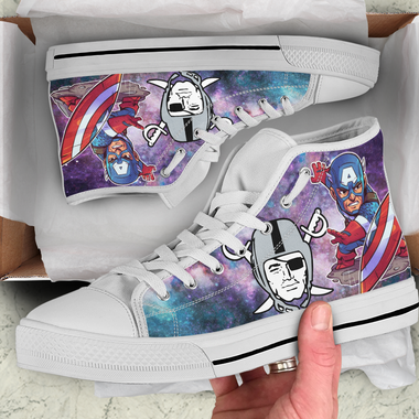 Captain America Hight Top Shoe White Oakland Raiders
