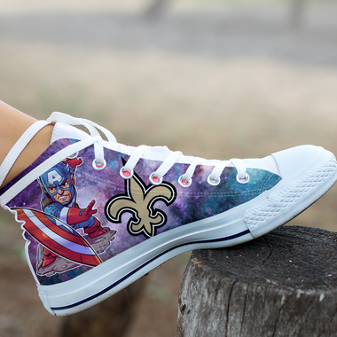Captain America Hight Top Shoe White New Orleans Saints