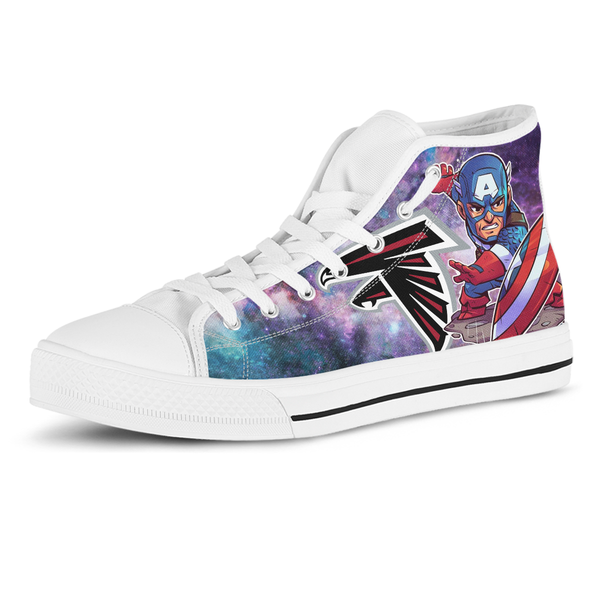 Captain America  Hight Top Shoe White Atlanta Falcons