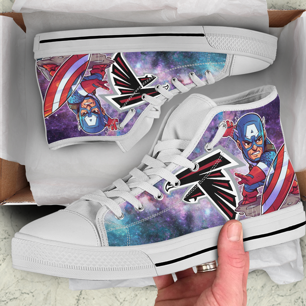 Captain America  Hight Top Shoe White Atlanta Falcons