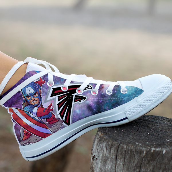 Captain America  Hight Top Shoe White Atlanta Falcons