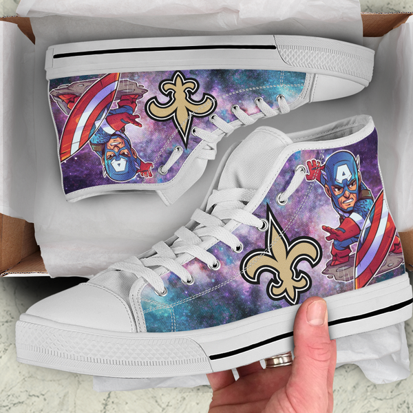 Captain America Hight Top Shoe White New Orleans Saints